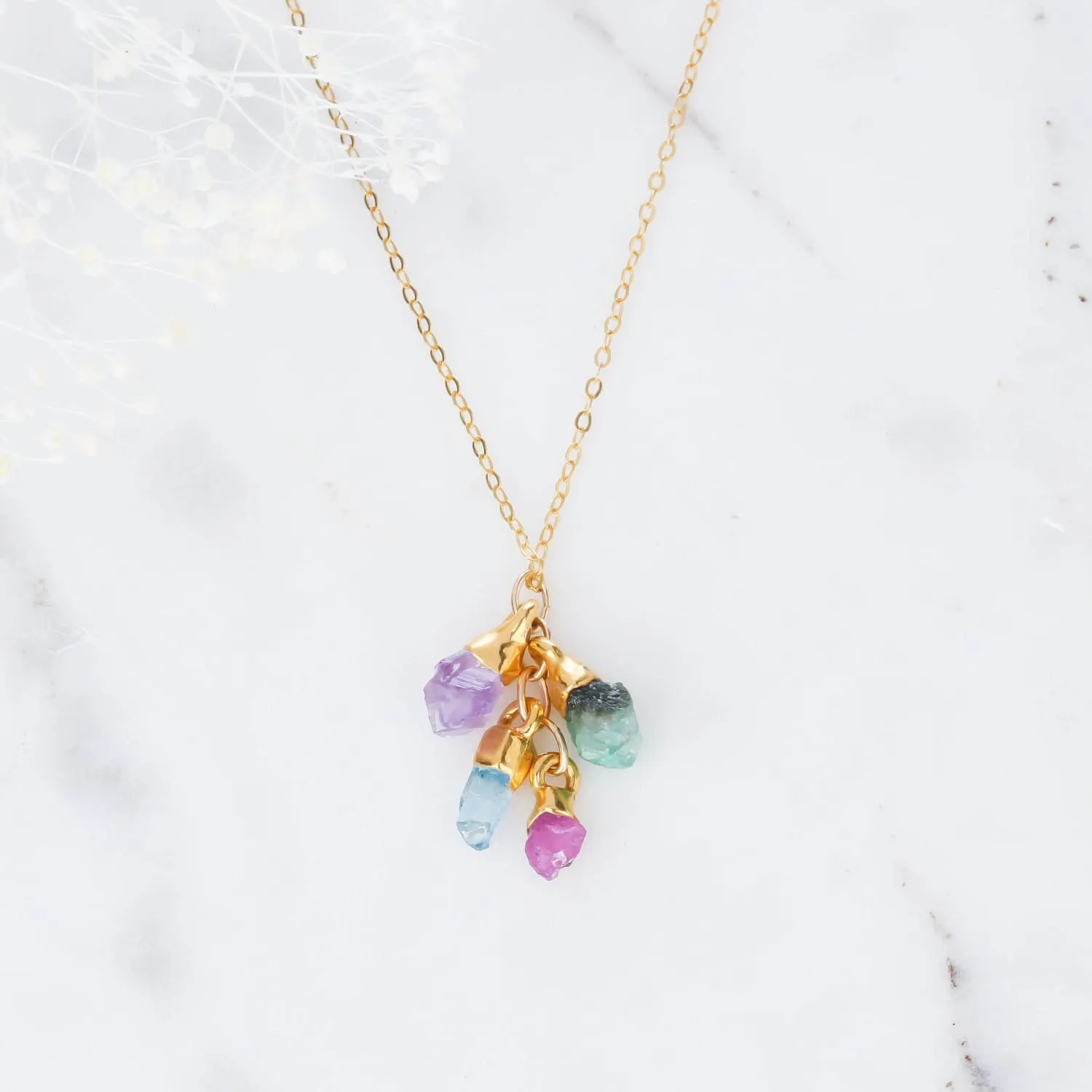 Personalized Dainty Raw Gemstone Birthstone Necklace