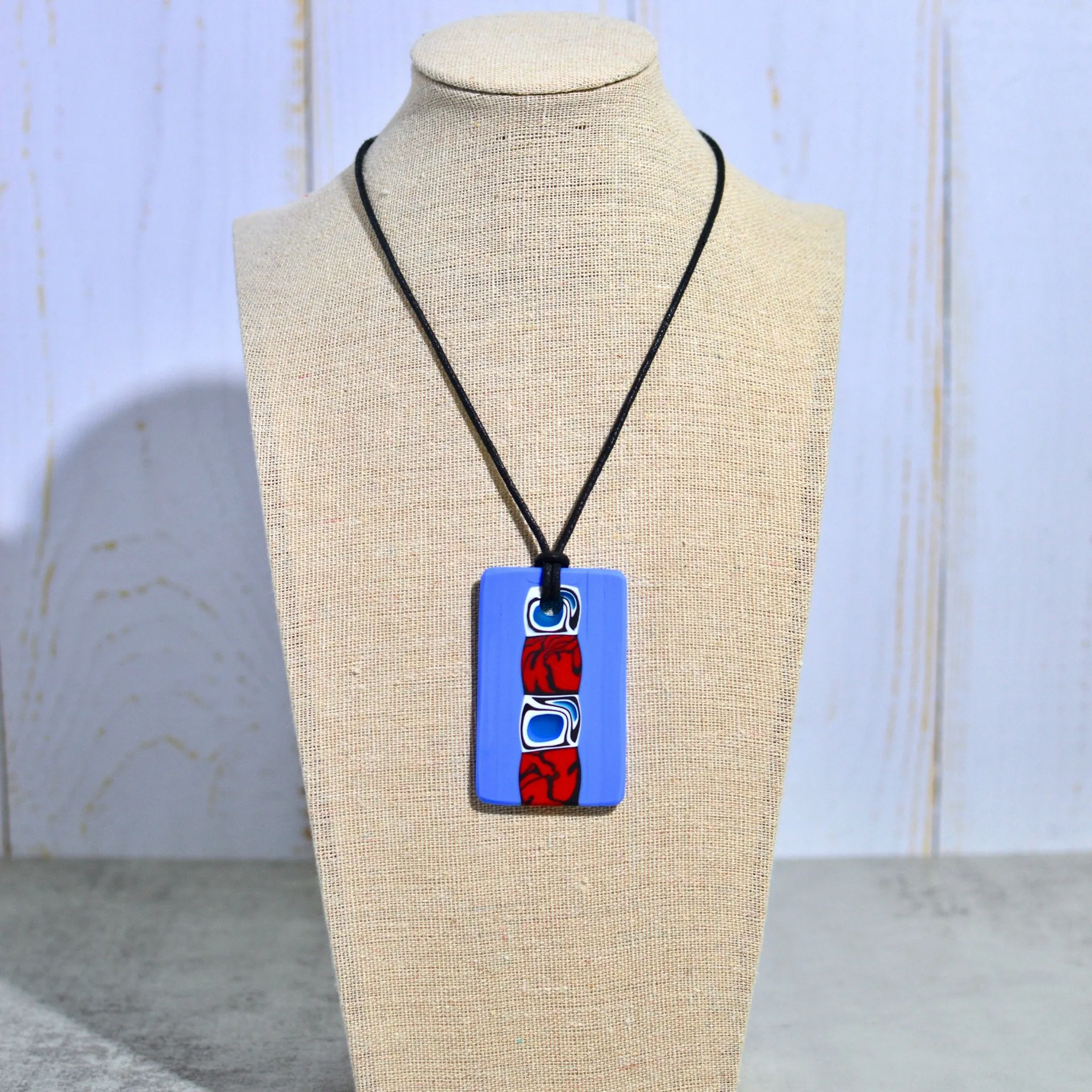 Piastra Millefiori Blue Glass Pendant Necklace, Made in Italy