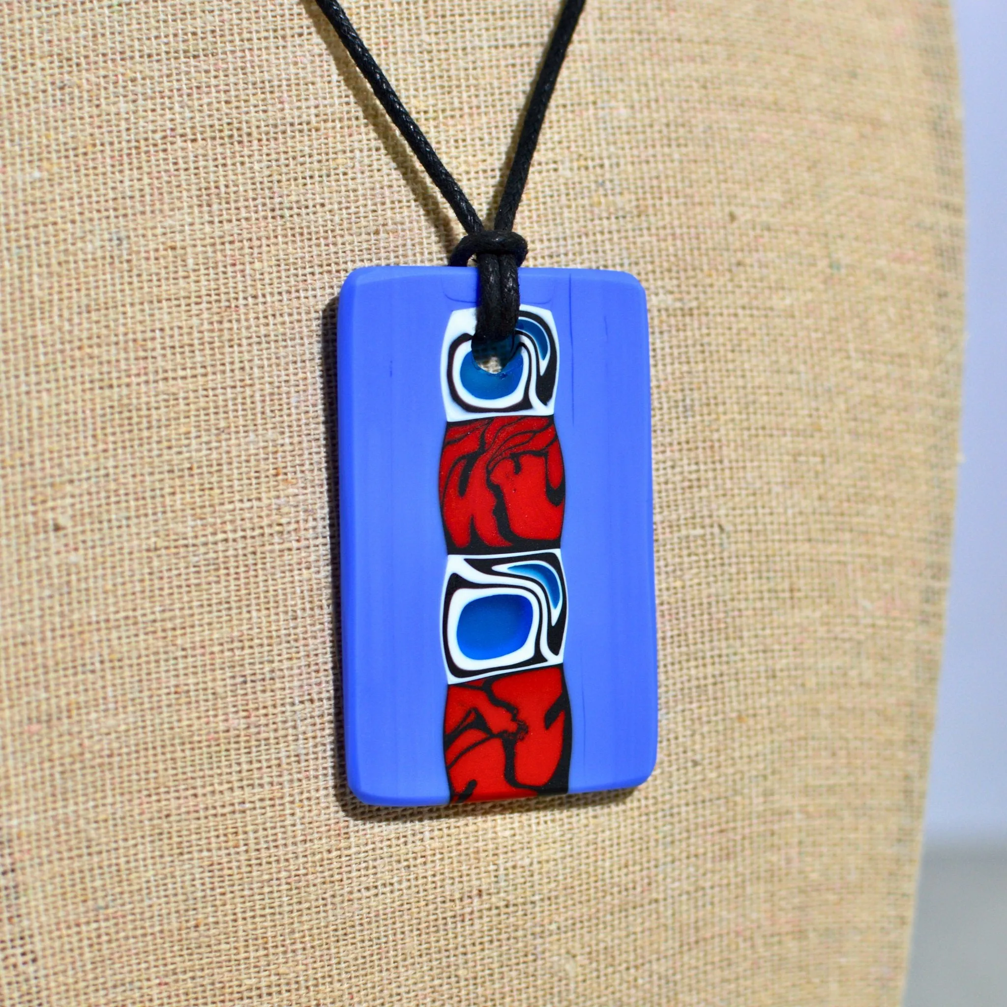 Piastra Millefiori Blue Glass Pendant Necklace, Made in Italy