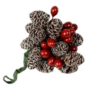 Pine Cones and Berries Brooch