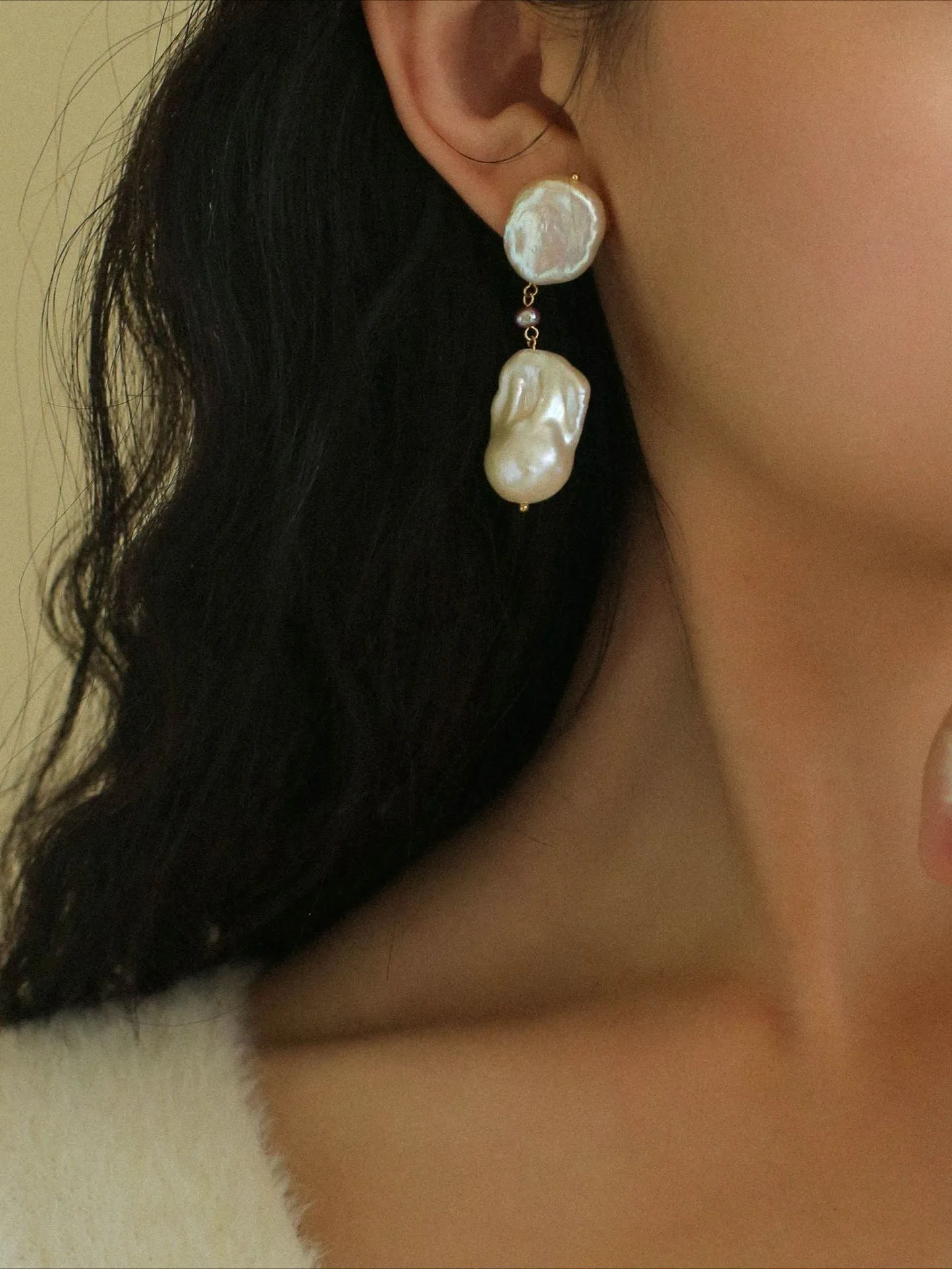 Pink Accent Baroque Pearl Trio Drop Earrings