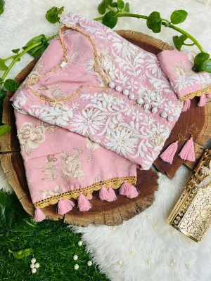 Pink Inayakhan Sufi Designer Kurta with Quraishiya Button and Matching Earrings