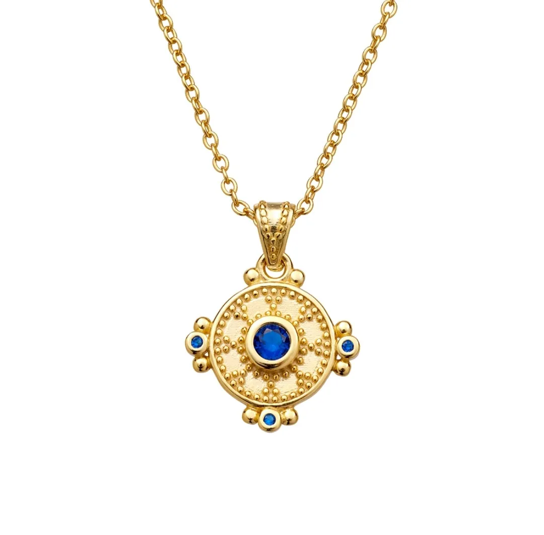 Regina Sapphire Blue Necklace Gold