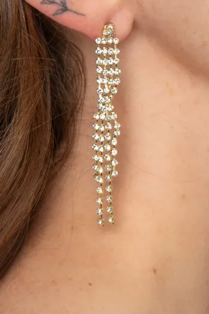 Rhinestone 4 Strand Twist Drop Earrings