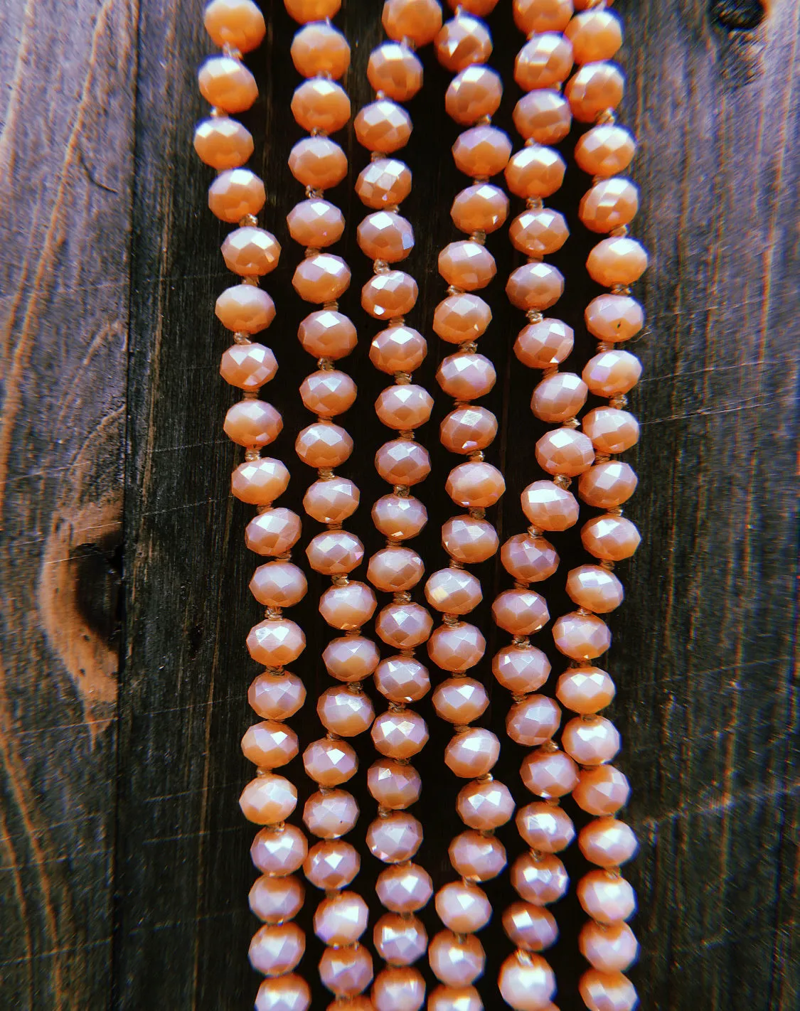 Shimmery Peach Beaded Necklace