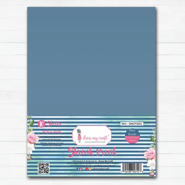 Shrink Prink - Blue Beads Frosted Glass Sheet - Pack of 10 Sheets