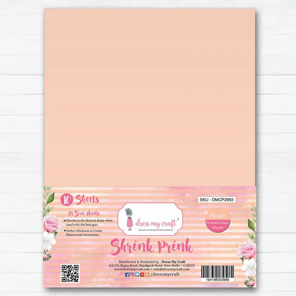 Shrink Prink - Peach Frosted Glass Sheet - Pack of 10 Sheets