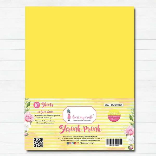 Shrink Prink - Yellow Frosted Glass Sheet - Pack of 10 Sheets