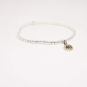 Silver 40 Milestone Bead Bracelet