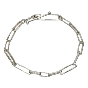 Silver Denise Bracelet with Handmade Varying Rectangular Links