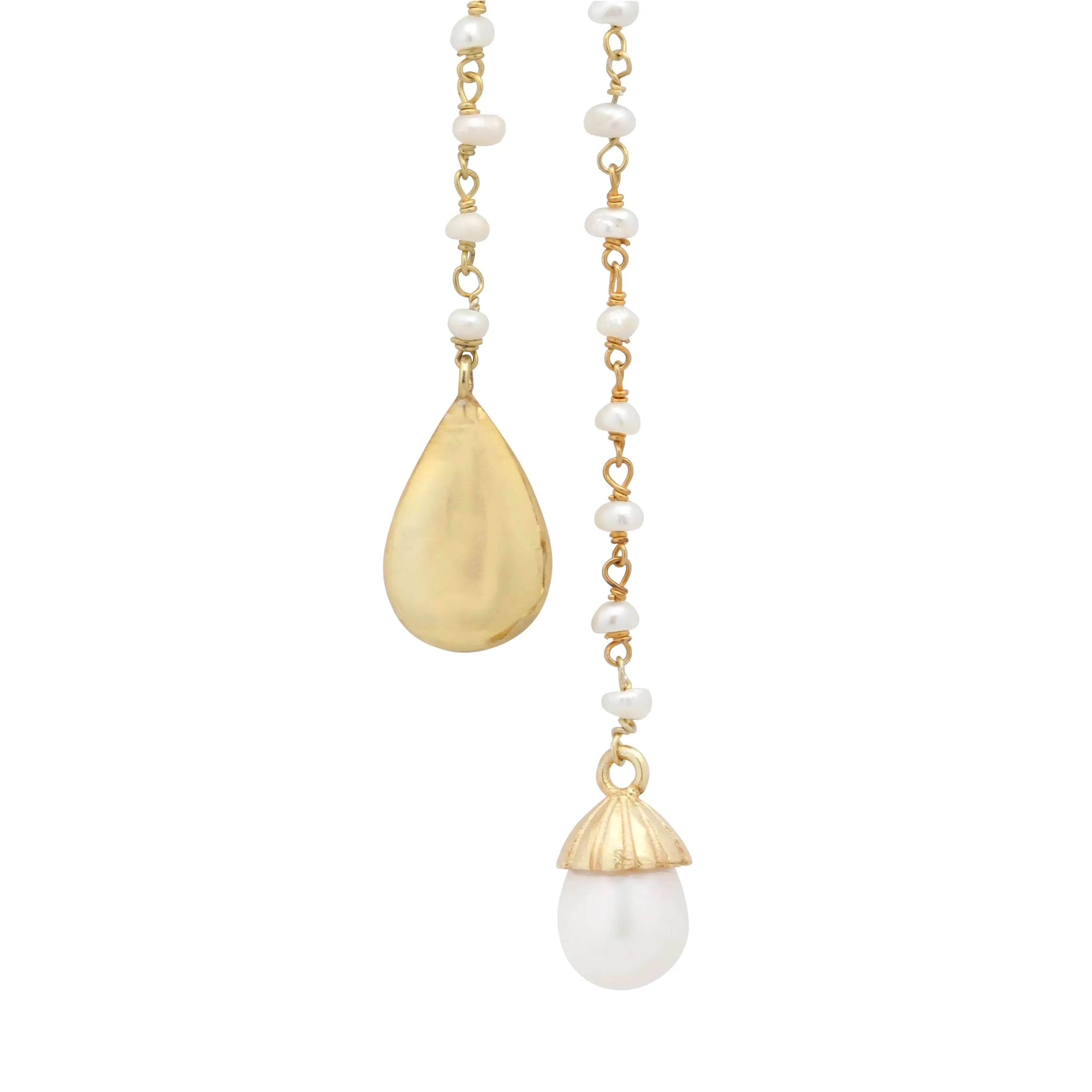 Silver Pearl and Gold Drop Earrings