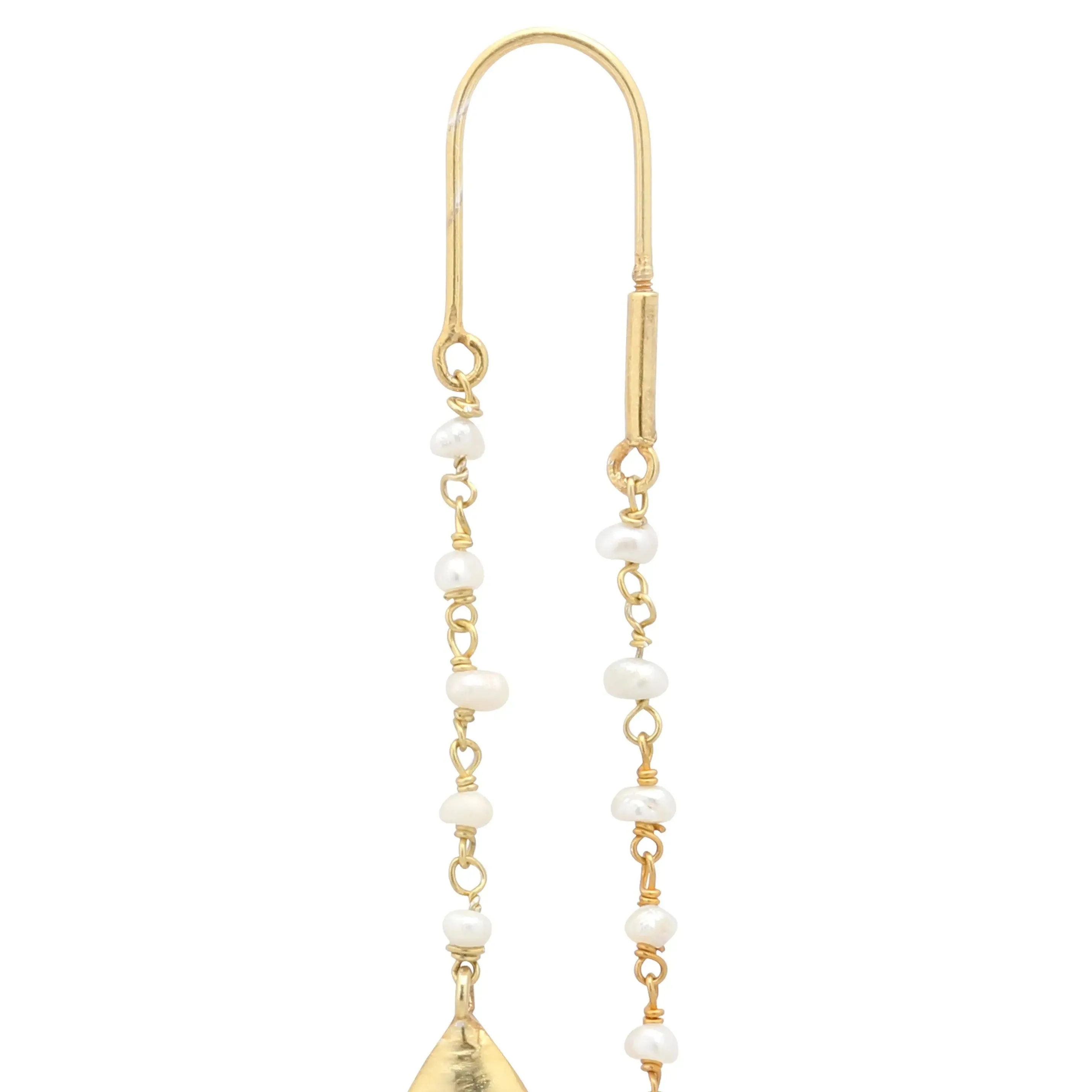 Silver Pearl and Gold Drop Earrings