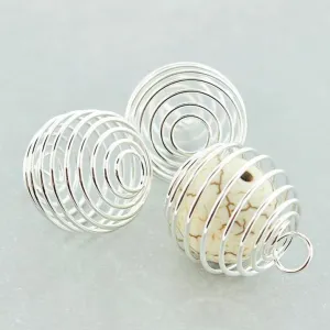 Silver Tone Bead Cages - 17mm x 14mm - 40 Pieces - FD811