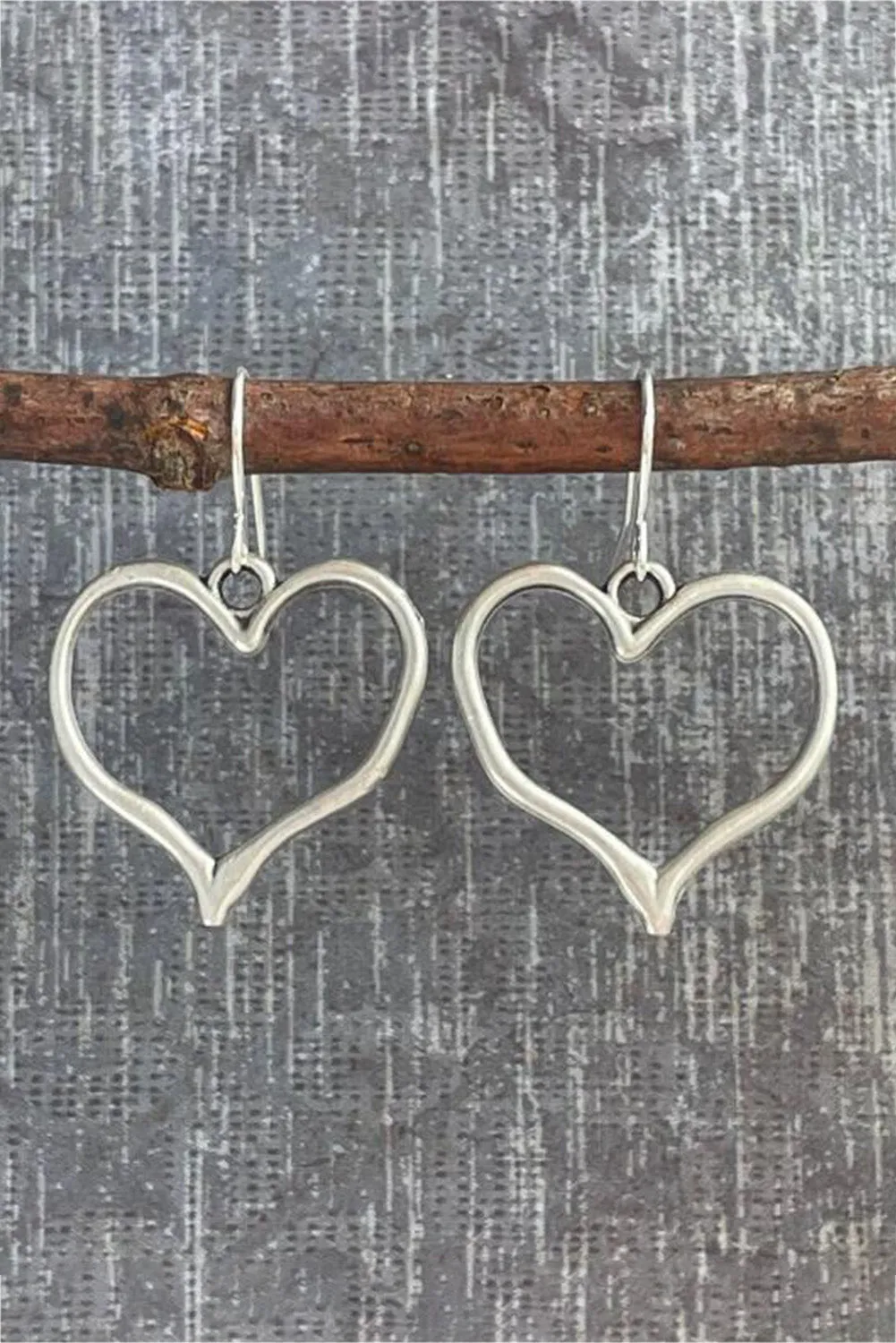 Silvery Heart Shape Hook Drop Earrings