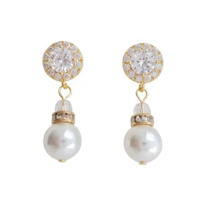 Simple Gold Pearl Earrings- Bronte