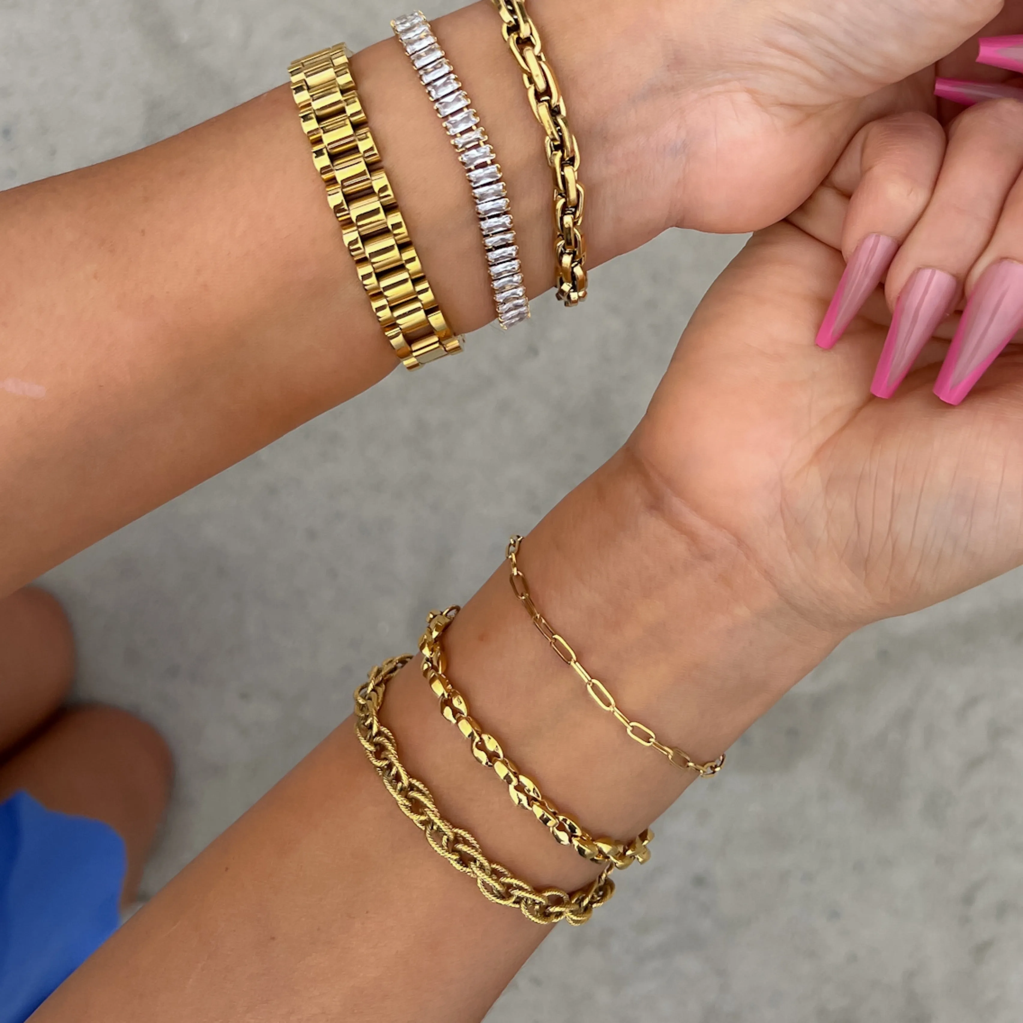 Stacked Stainless Chain Bracelets