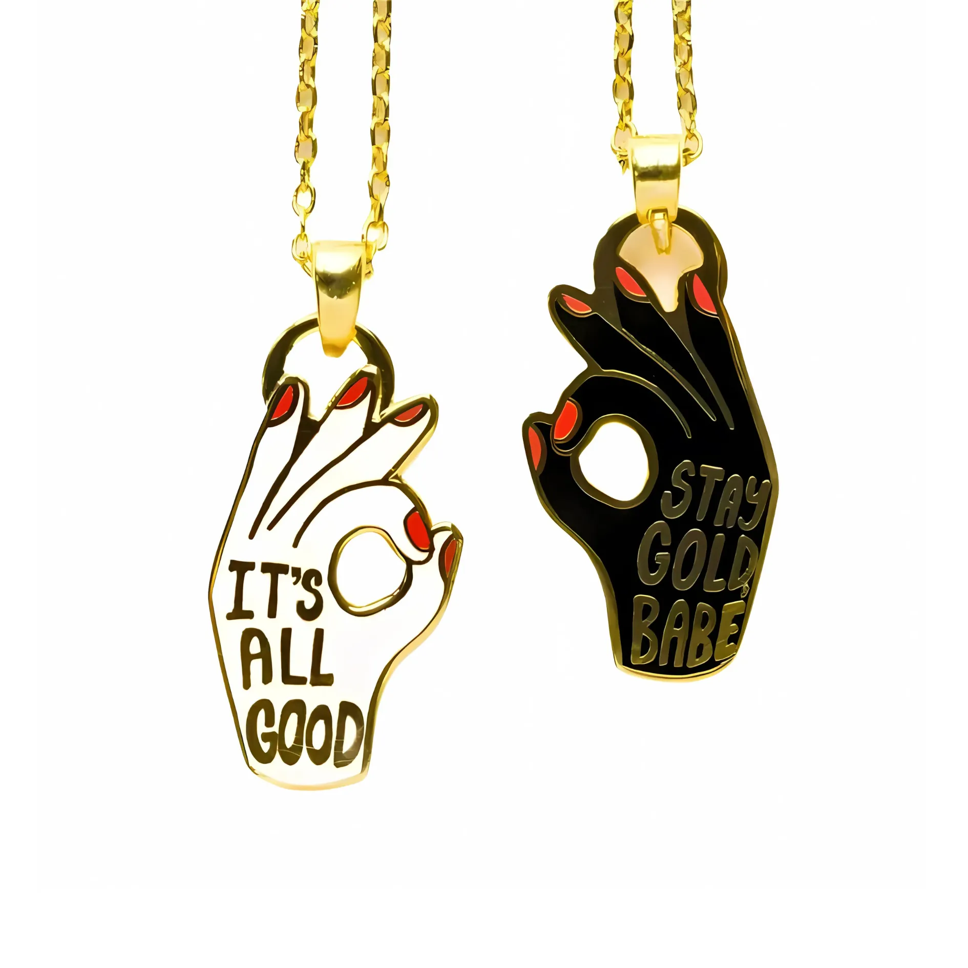 Stay Gold Babe Double Sided Pendant | Reversible | 18-Karat Gold Dipped | In a Glass Gift Vial