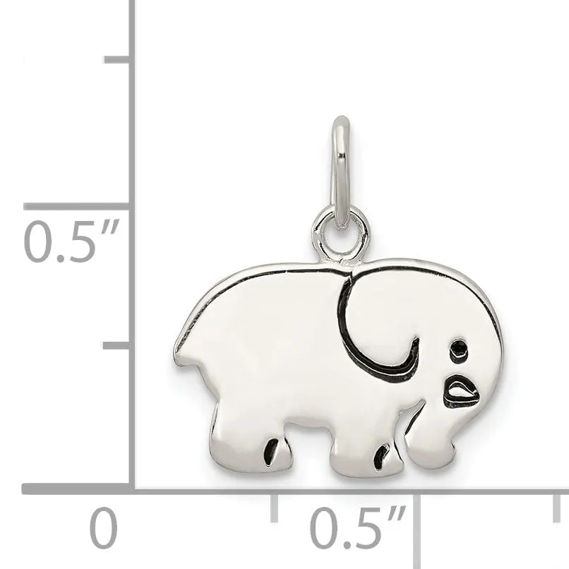 Sterling Silver Enameled Elephant Charm Pendant