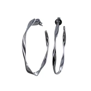 Sterling Silver Ribbon Hoop Earrings