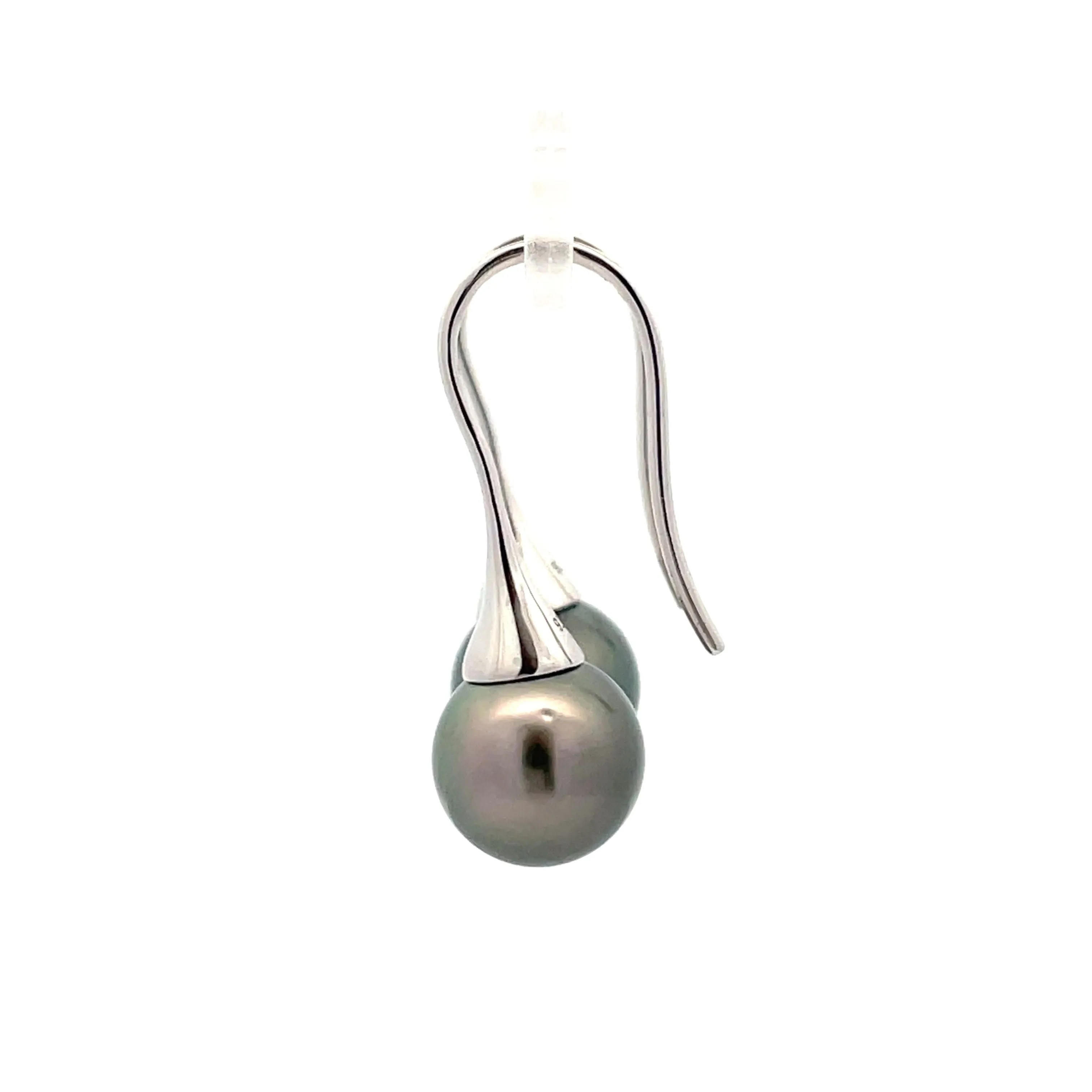 Sterling Silver Tahitian Cultured 11-12mm Pearl Hook Earrings