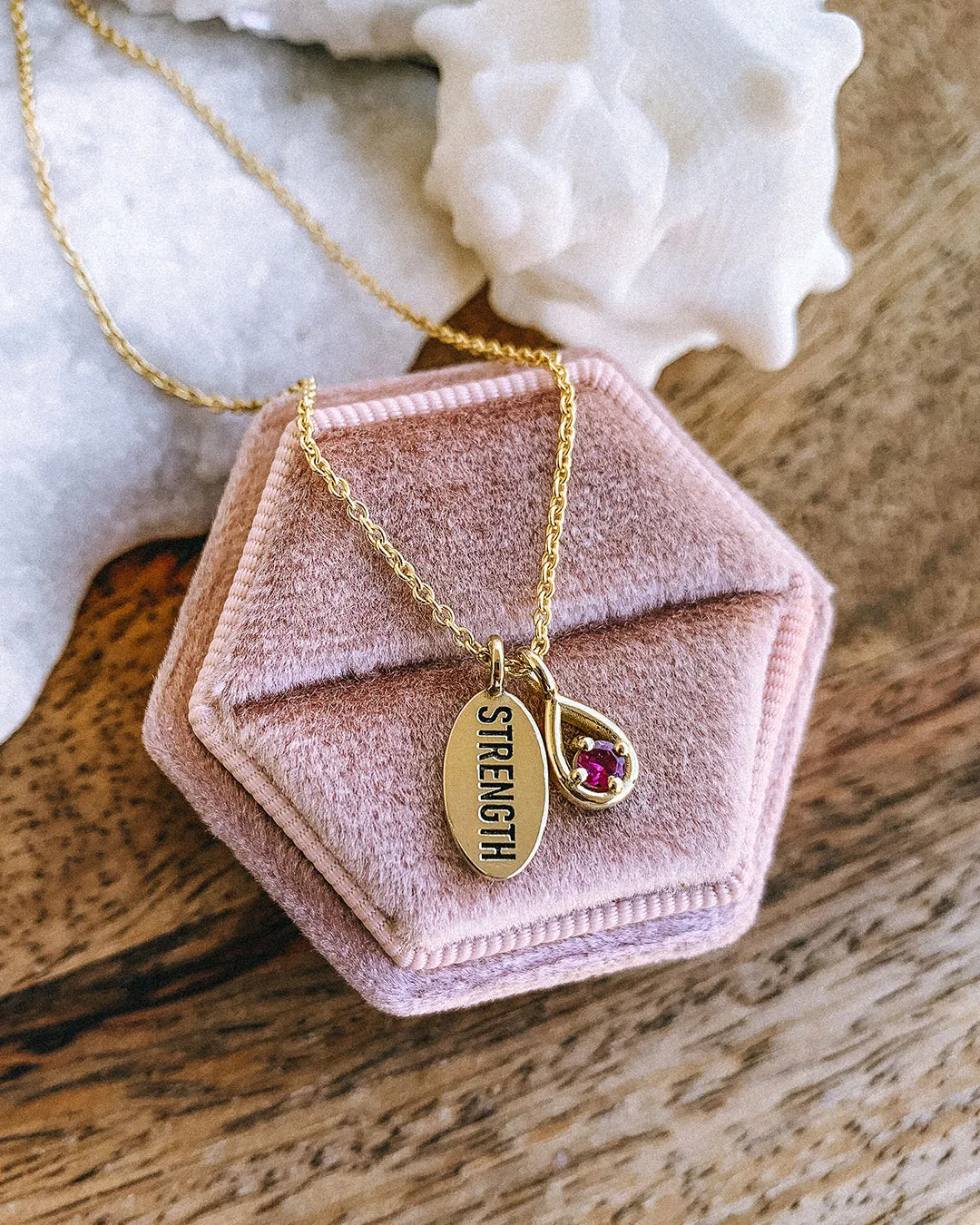 Strength Necklace with Pink Garnet