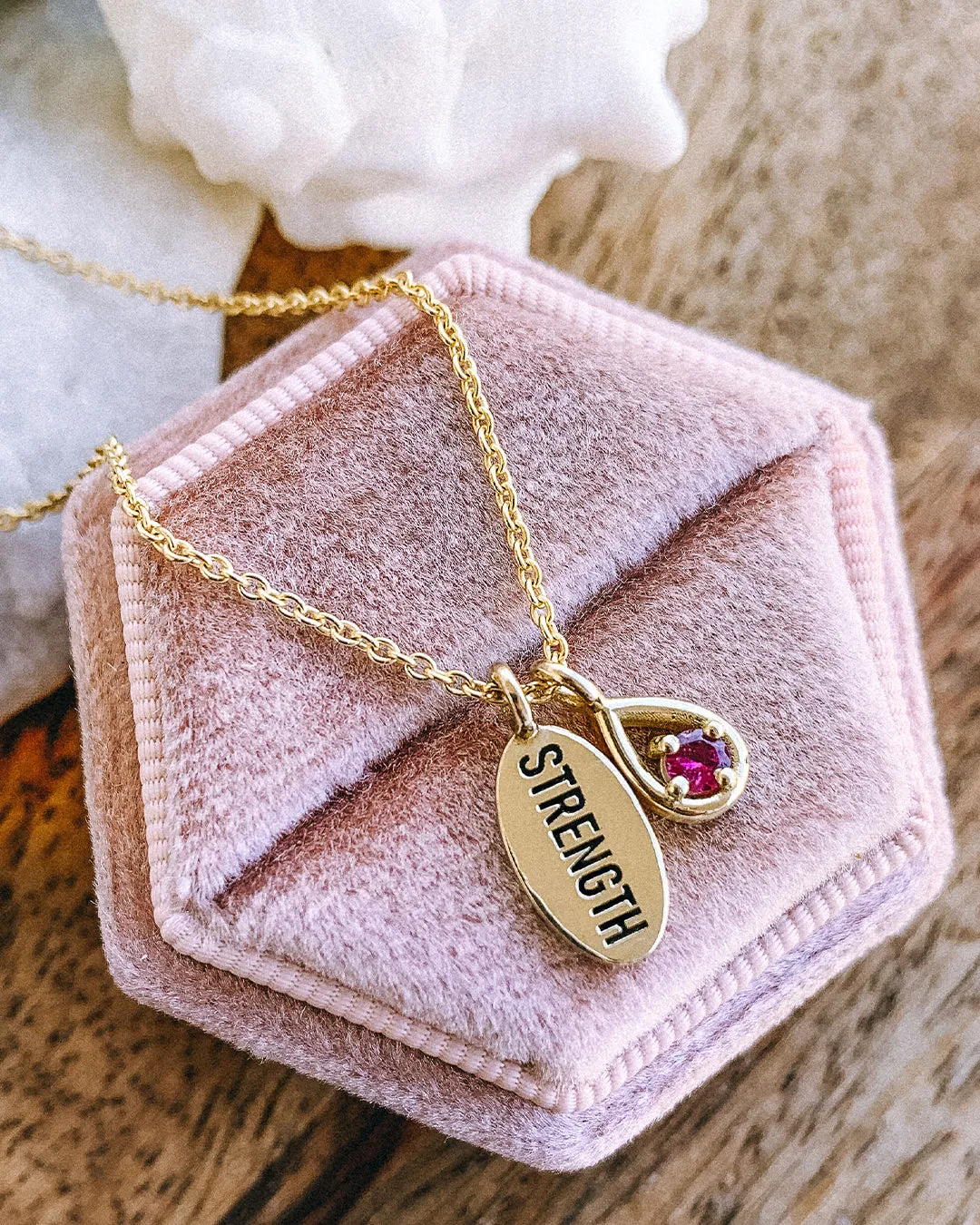 Strength Necklace with Pink Garnet