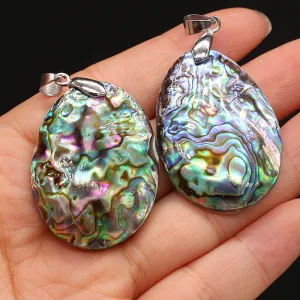 Tribal Colorful Double sided Abalone Shell Pendants Reiki Heal Shell for Women Necklace Earrings Jewelry Making DIY