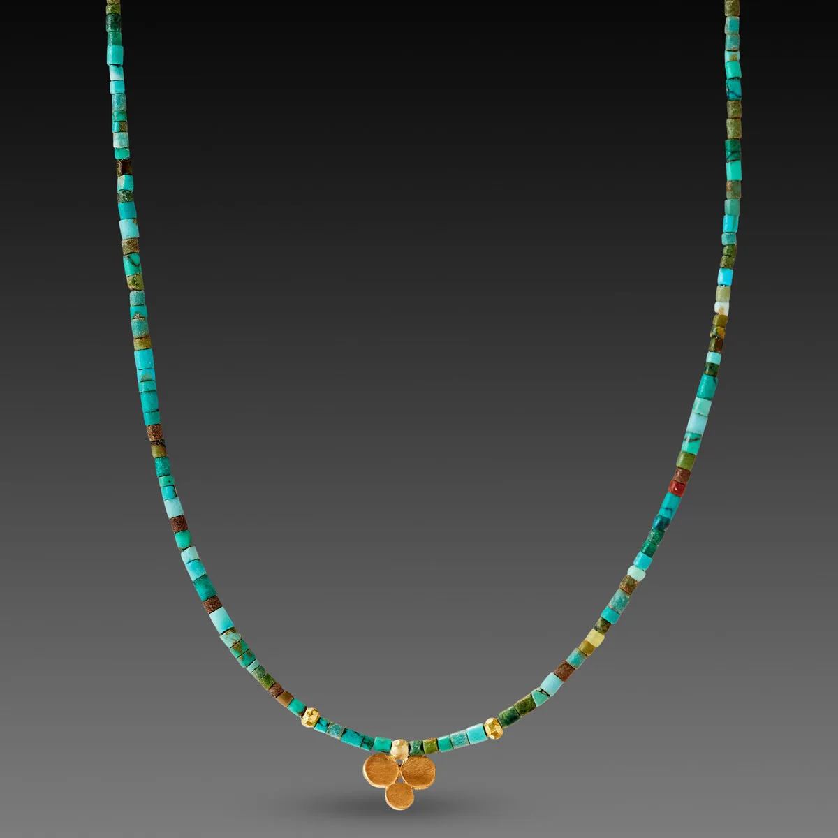 Turquoise Necklace with Gold Trio