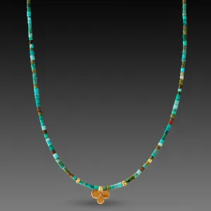 Turquoise Necklace with Gold Trio