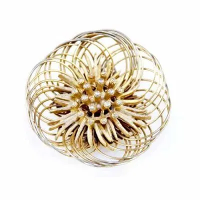 Vintage Florenza Goldtone Wire Floral Brooch 1960