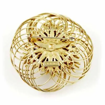 Vintage Florenza Goldtone Wire Floral Brooch 1960