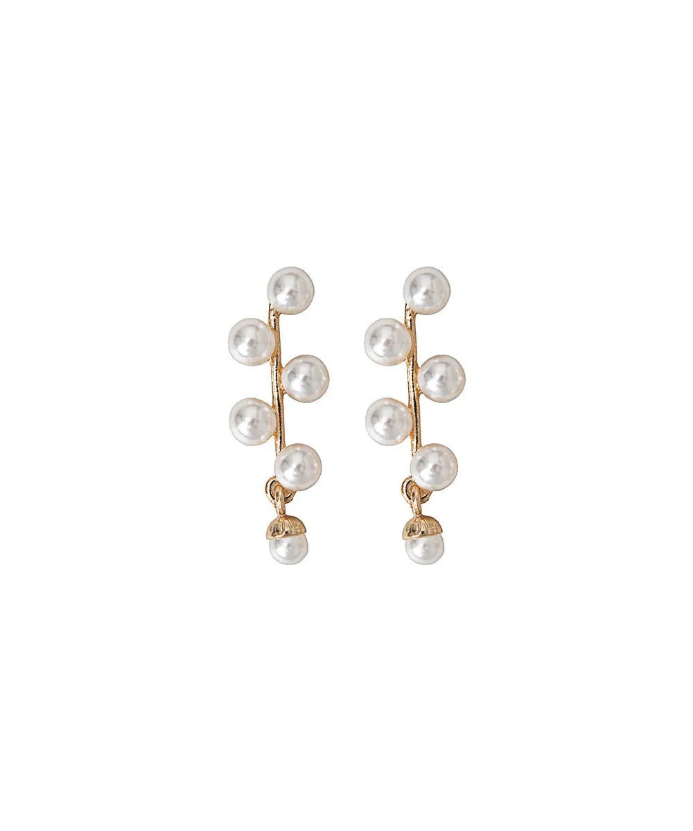 Vintage White Alloy Pearl Stud Earrings