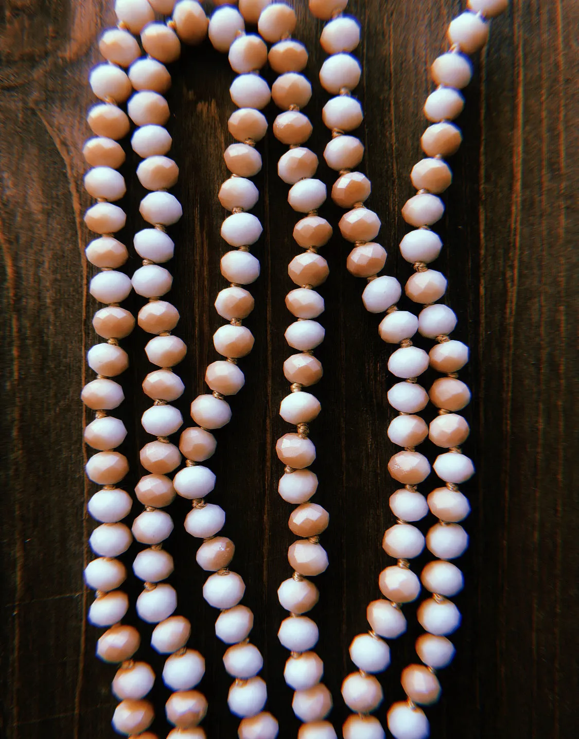 White & Tan Matte Beaded Necklace