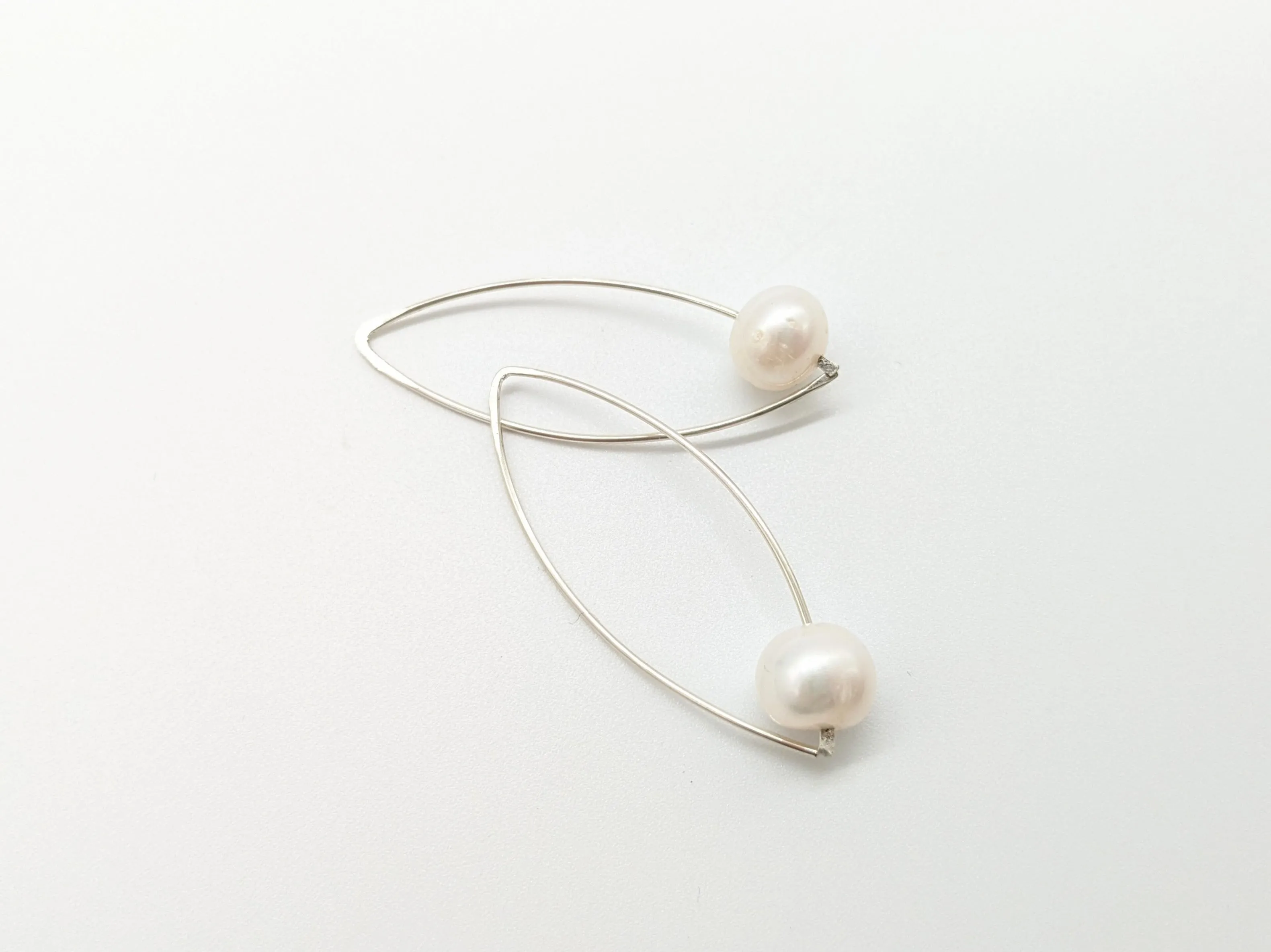 White Freshwater Pearl S/Silver Earrings - Large