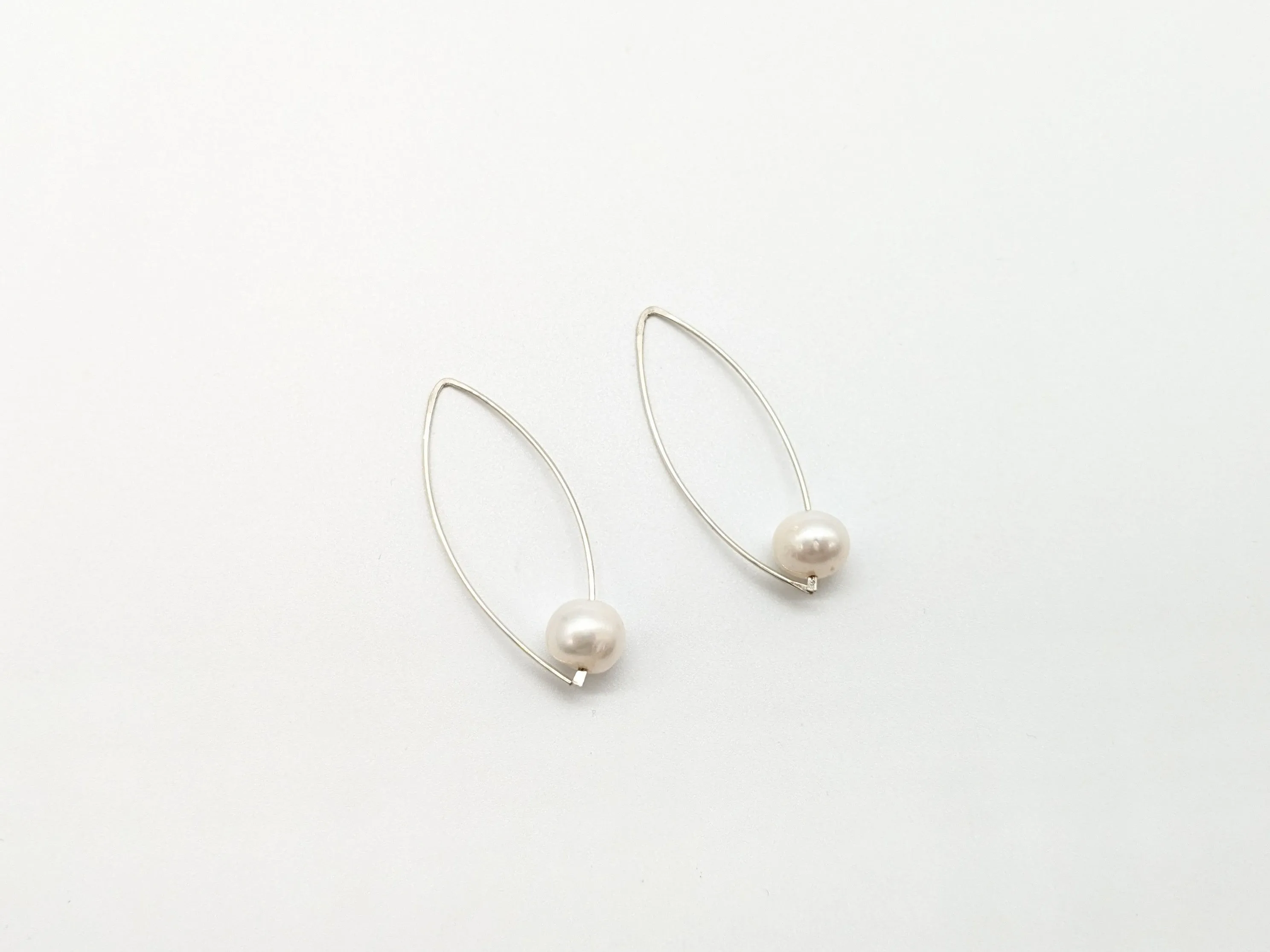 White Freshwater Pearl S/Silver Earrings - Large