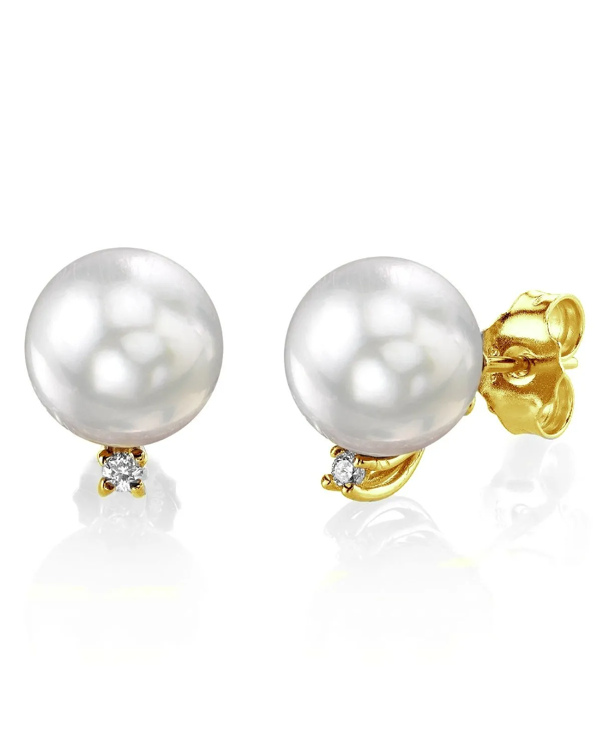 White South Sea Pearl & Diamond Society Stud Earrings