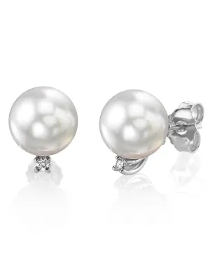 White South Sea Pearl & Diamond Society Stud Earrings