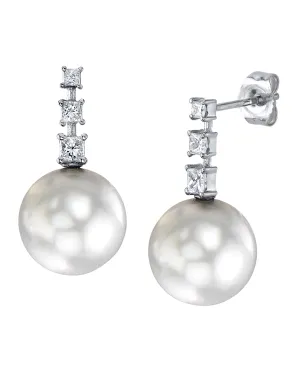 White South Sea Pearl & Diamond VIP Dangle Earrings