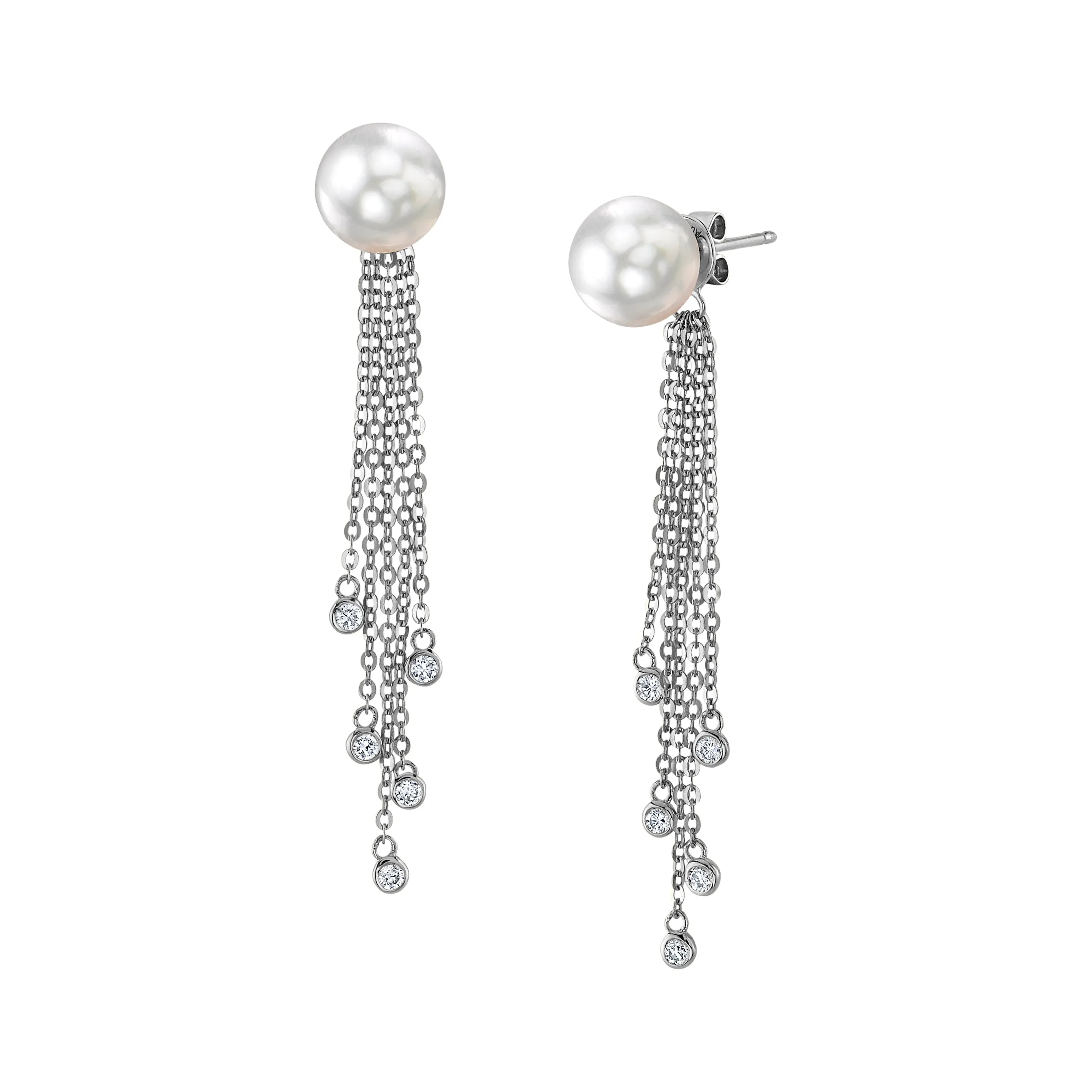 White South Sea Pearl Diamond Siren Dangle Earrings