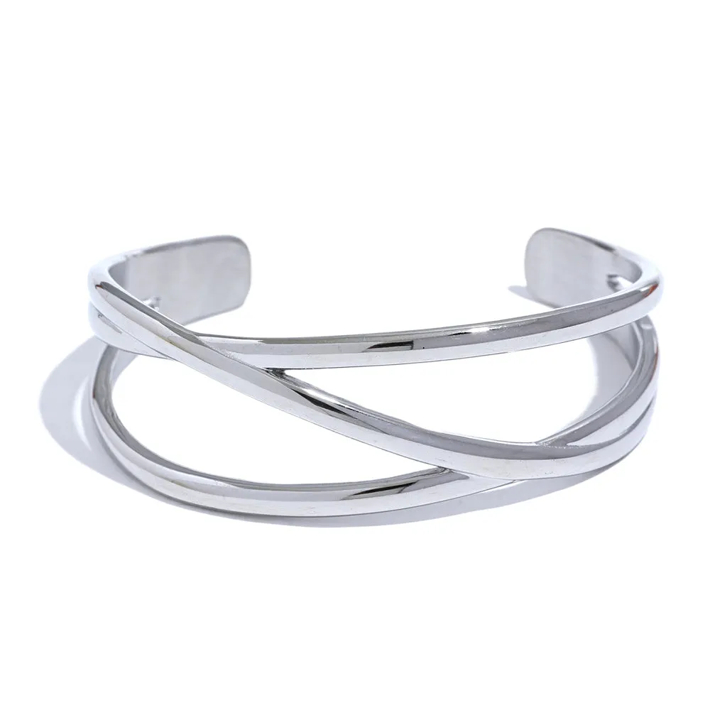 Wide Hollow Wrist Bangle Bracelet