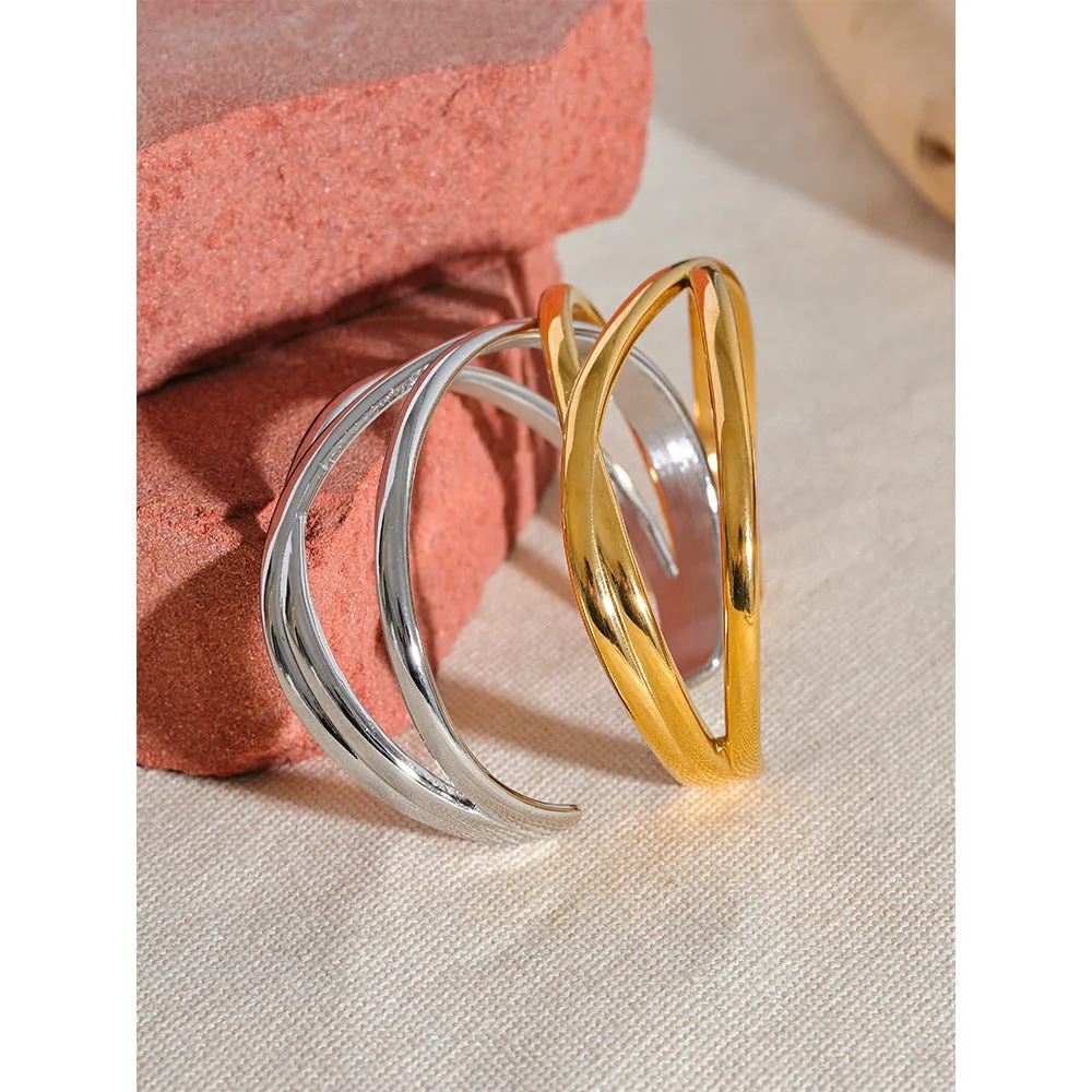 Wide Hollow Wrist Bangle Bracelet