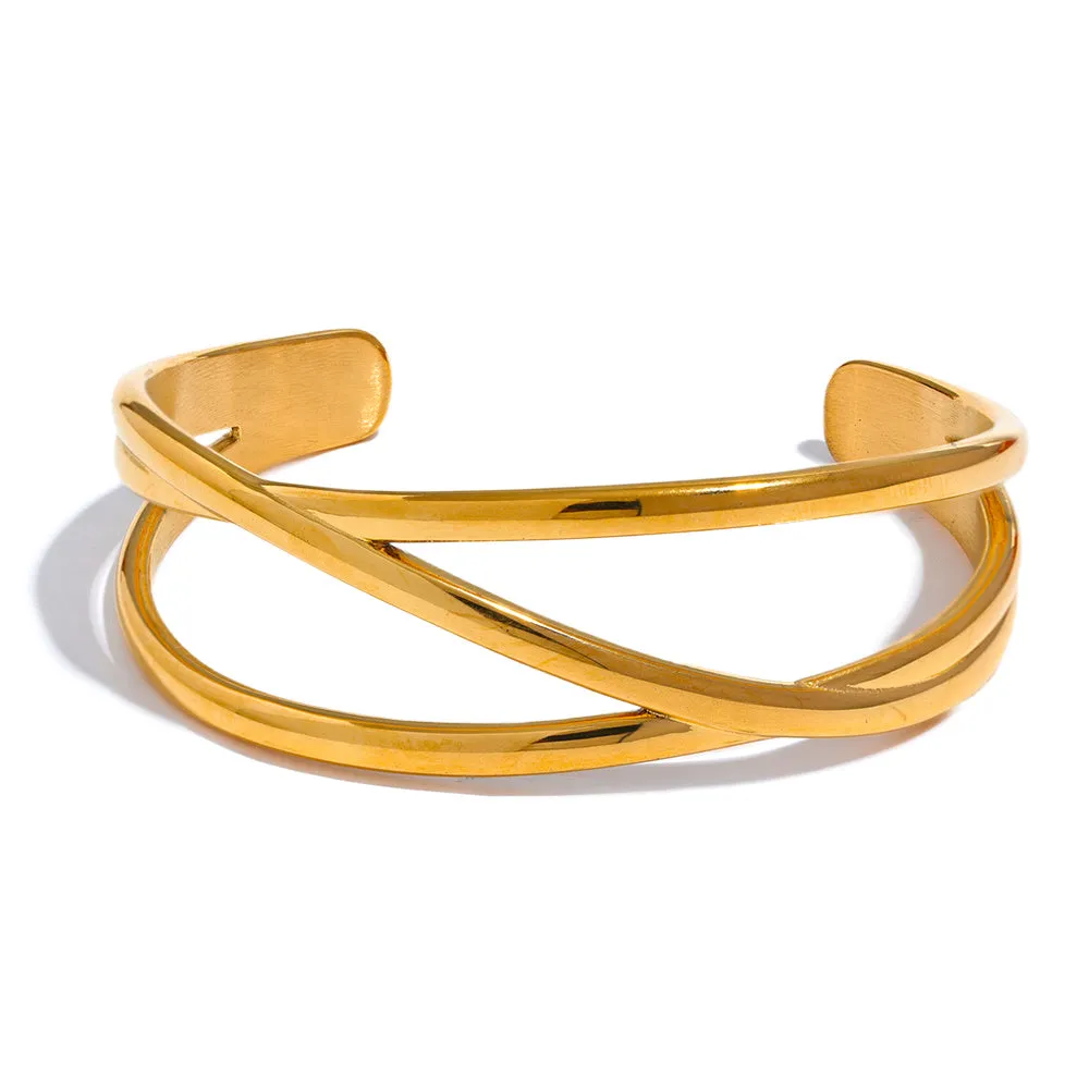 Wide Hollow Wrist Bangle Bracelet