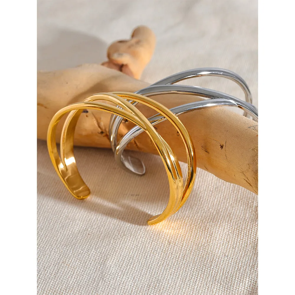 Wide Hollow Wrist Bangle Bracelet