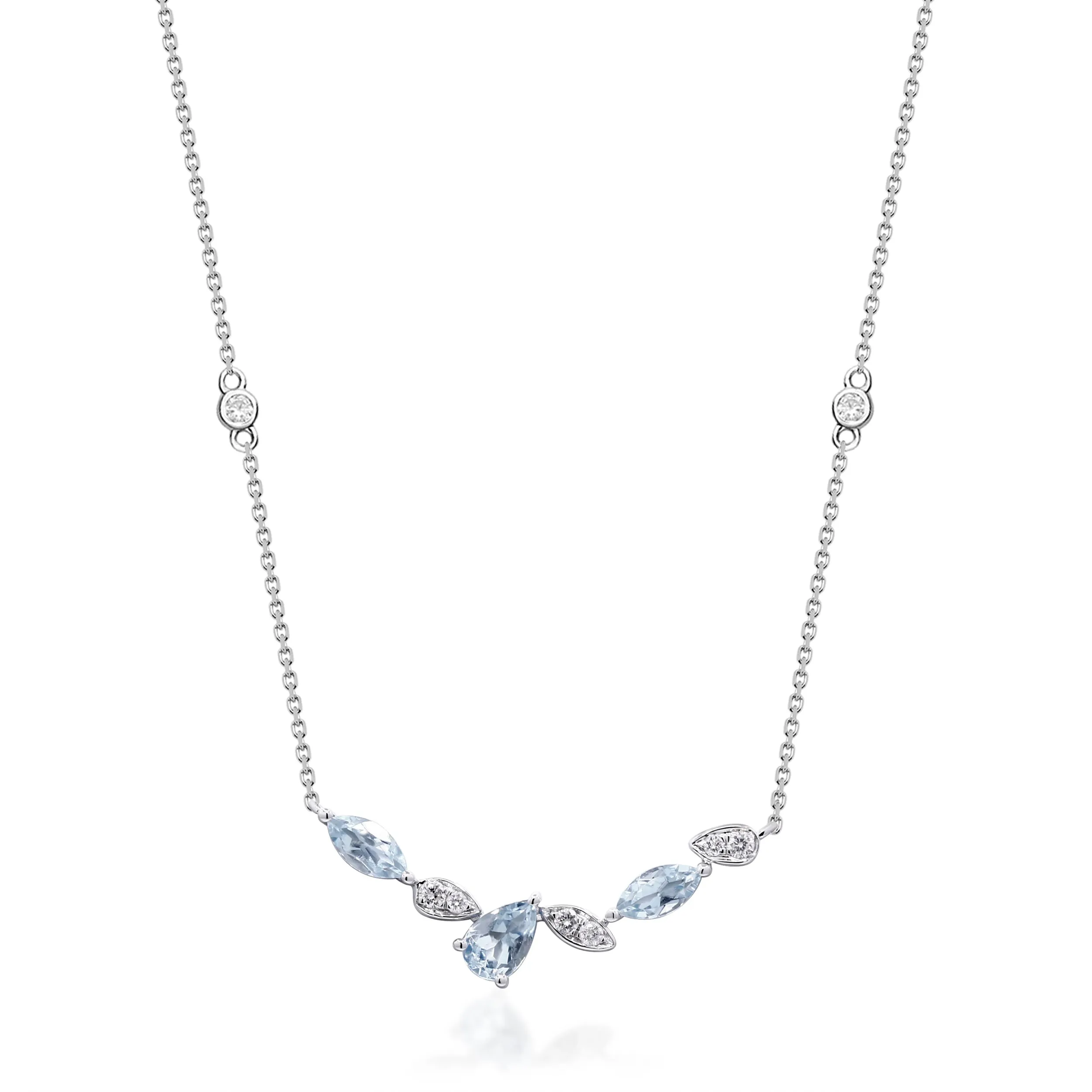 Willow 14K White Gold Pear-Cut Aquamarine Necklaces