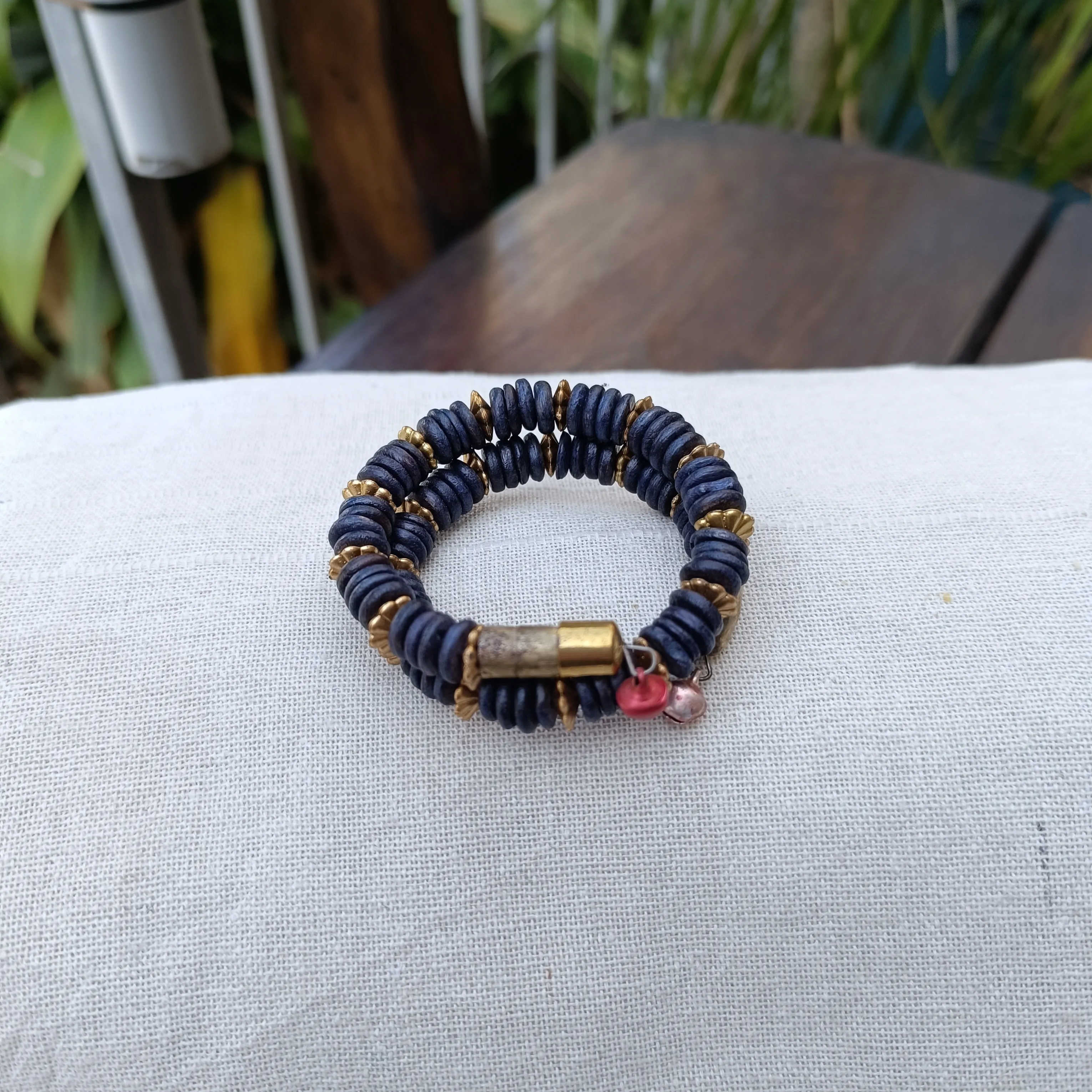 Wooden Beaded Adjustable Bracelets with Bells