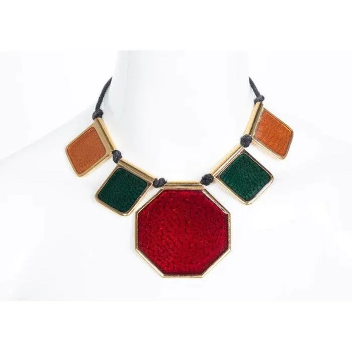 YVES SAINT LAURENT Colorful Enamel Gold Limited Edition Necklace