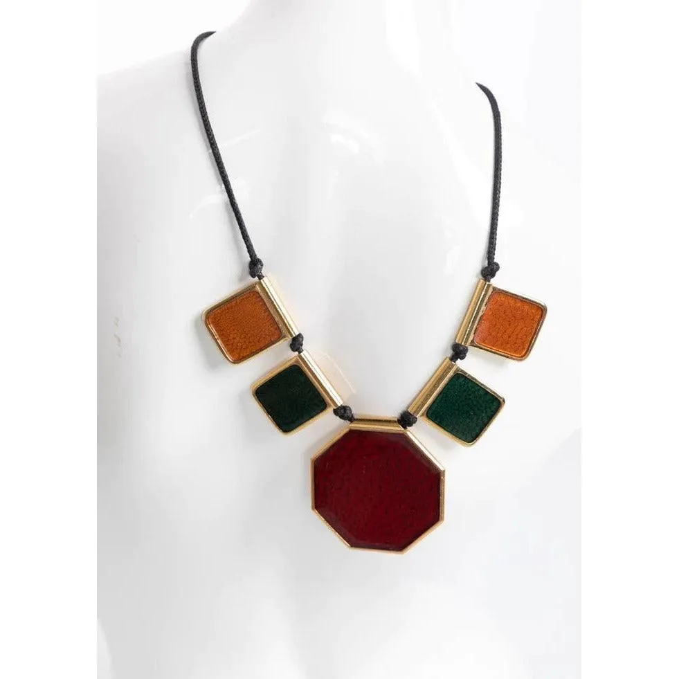 YVES SAINT LAURENT Colorful Enamel Gold Limited Edition Necklace