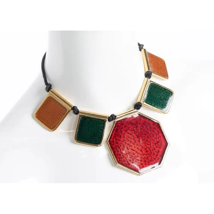 YVES SAINT LAURENT Colorful Enamel Gold Limited Edition Necklace